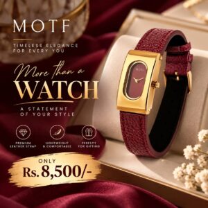 MOTF Premium Leather watch  (Burgundy color)