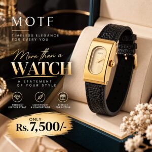 MOTF Black Leather women watch