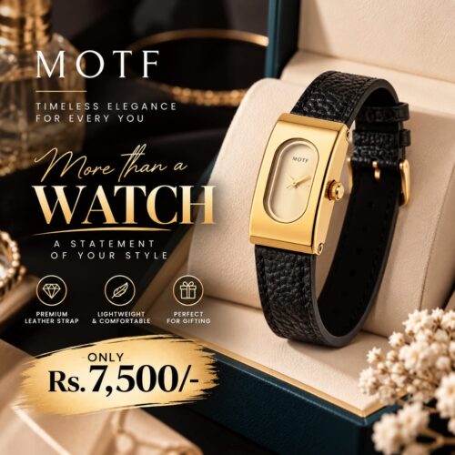 MOTF Black Leather women watch